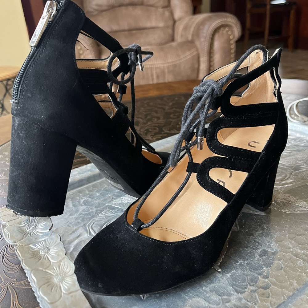 Unisa Uncalete Suedette Black Lace Up Pumps